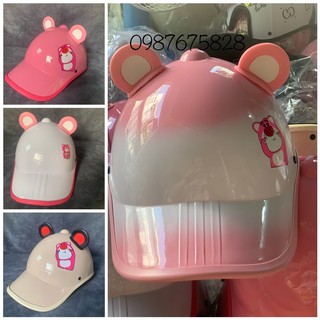 🌸 XẢ KHO 🌸Nón bảo hiểm kết Nữ gấu dâu gắn tai gấu Hottrend