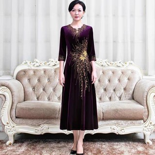 Đầm nhung nữ cao cấp mềm mượt không rung nhung kiểu dáng sang trọng quý phái QCNP3615