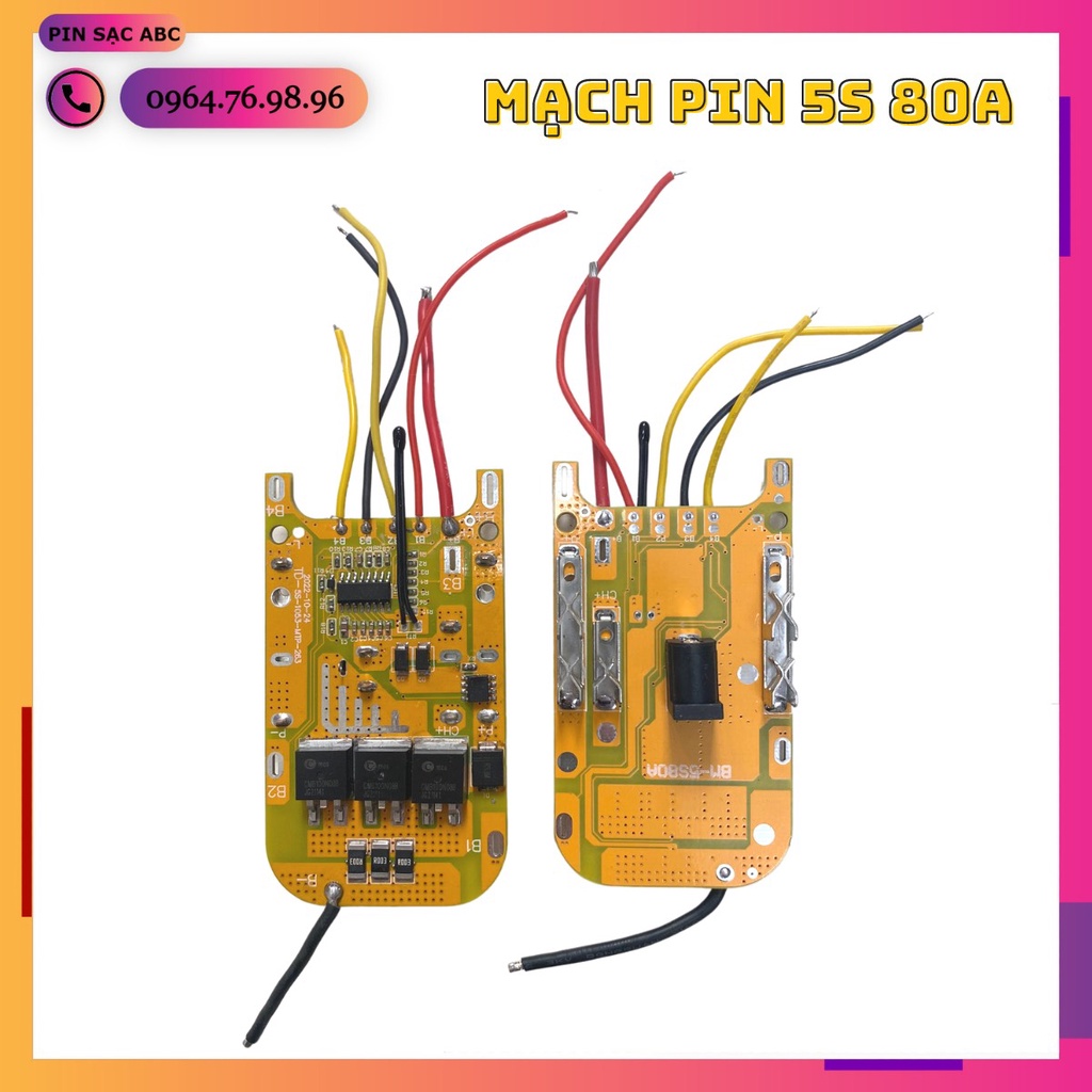 Mạch pin Makita 5S 80A 18V adapter bảo vệ pin chân thông dụng loại 1 màu vàng mẫu mới nhất