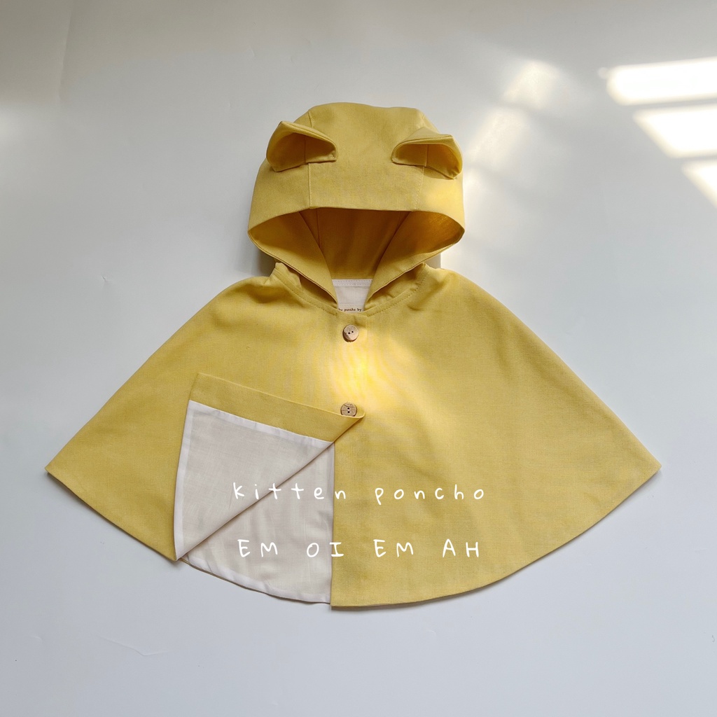 Áo choàng Poncho mèo vàng cho bé - KITTEN YELLOW