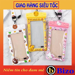 Túi chống nước in hình cute, túi đựng điện thoại chống nước 3D, túi chống nước phao nổi cho điện thoại có dây đeo