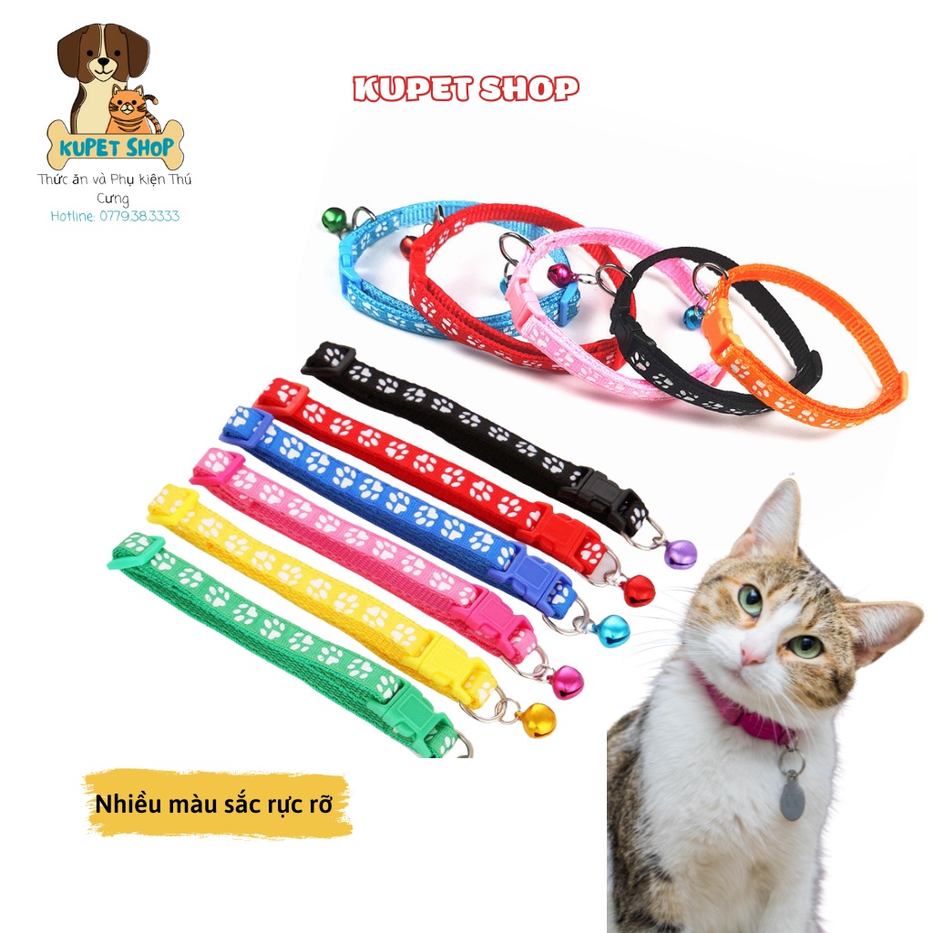 Vòng Cổ Cho Chó Mèo Chuông Bấm In Hình Dấu Chân - KUPETSHOP