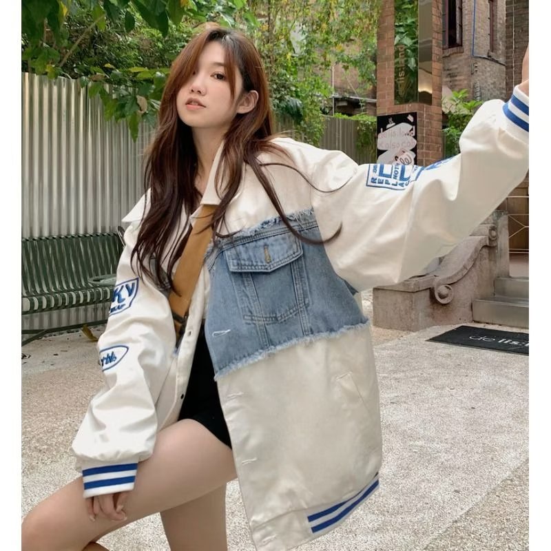 Áo Khoác Bóng Chày Dáng Rộng Thêu Họa Tiết Kiểu vintage Cá Tính Cho Nam