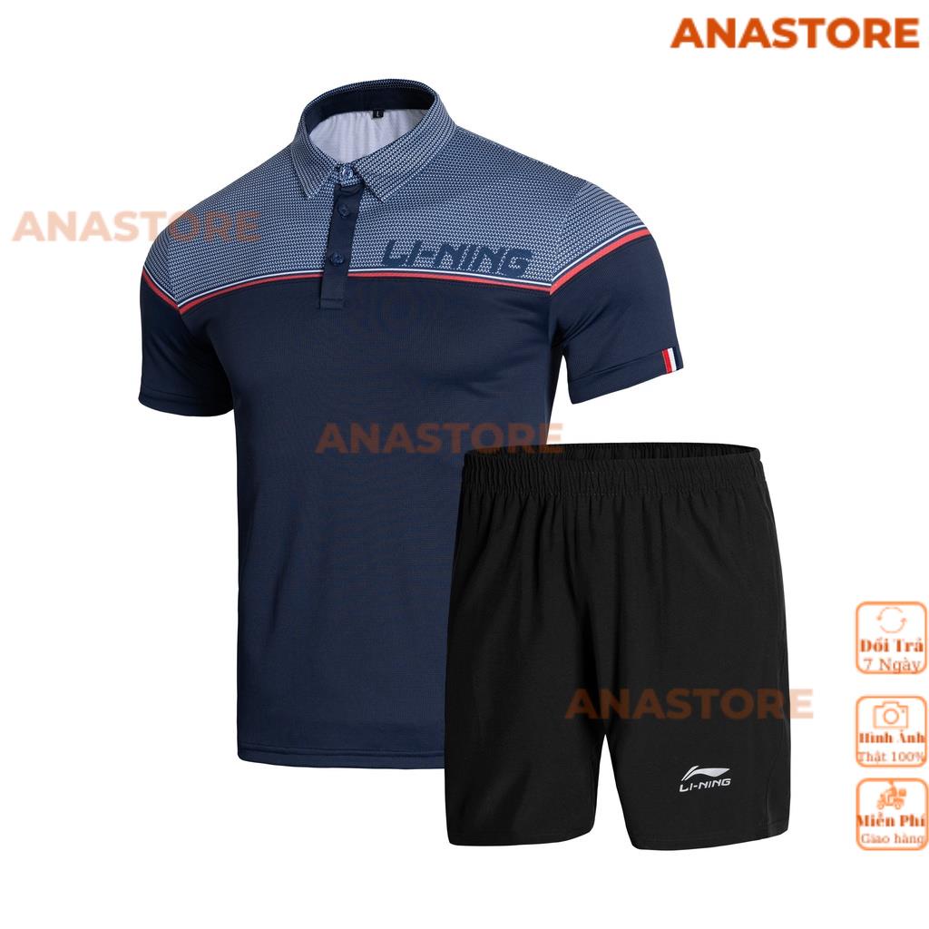 Bộ nam, đồ bộ thể thao nam cổ bẻ cao cấp chất liệu thun thể thao co giãn thấm hút mồ hôi ANASTORE