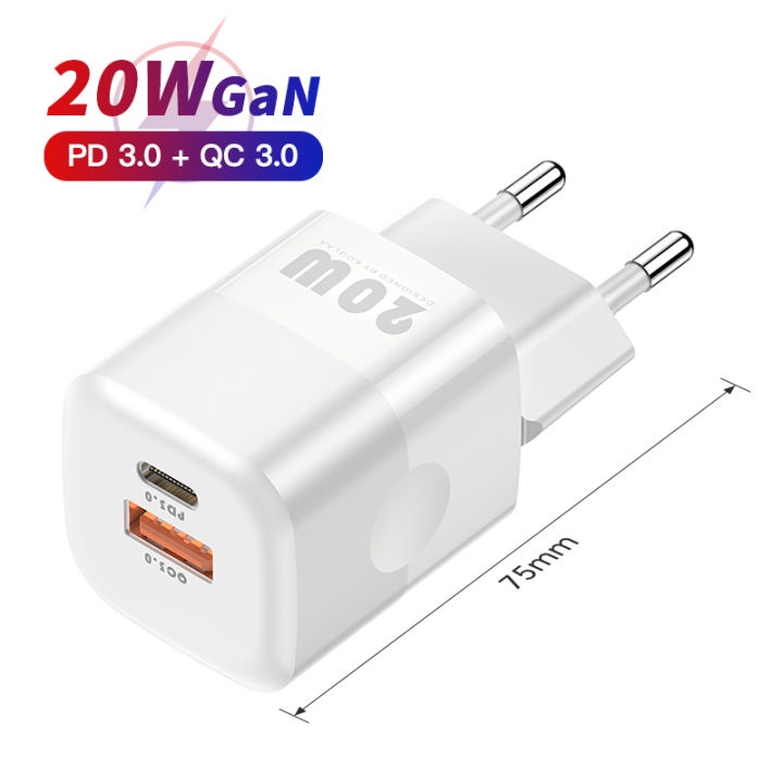 Bộ  Sạc ip 20W GaN 2 cổng sạc hỗ trợ sạc nhanh QC3.0 - sạc nhanh điện thoại máy tính bảng tablet smartphone máy ảnh