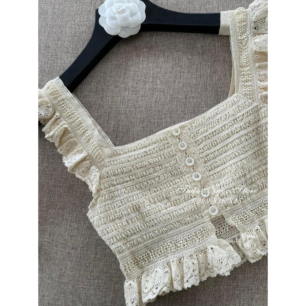 Áo ren viền bèo form croptop hàng QC!