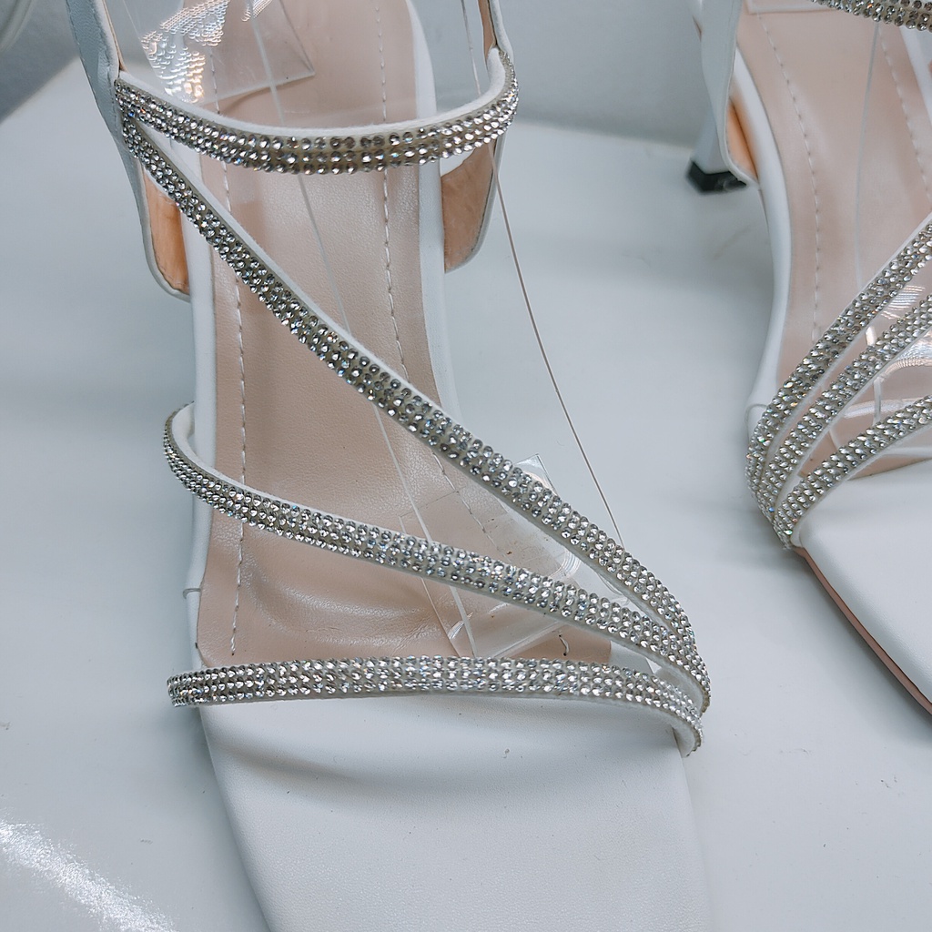 Giày cao gót nữ 7 phân Thiên Hương VNXK BP86HQ9 Sandal cao gót 7p đính kim sa sang chảnh tiểu thư đi tiệc đám cưới