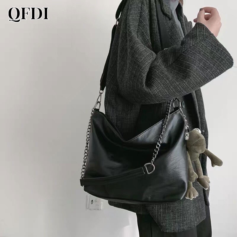 Túi đeo chéo QFDI vai cỡ lớn màu đỏ thời trang cho nữ
