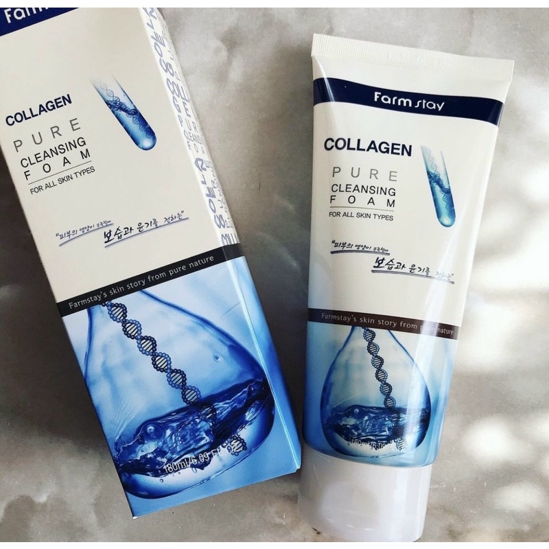 Sữa Rửa Mặt Trắng Da Chiết Xuất Collagen Farmstay Collagen Pure Cleansing Foam 180ml
