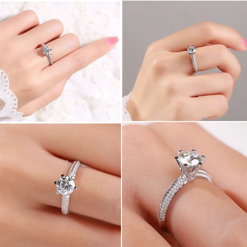 High quality Moissanite TF một nửa sông nhẫn Kim cương,1 kara mosan nhẫn cưới, S925 mạ PT950 bạch Kim, sáu móng sang trọng với một chiếc nhẫn Kim cương,1/2/3/ cara, nhẫn cưới nữ