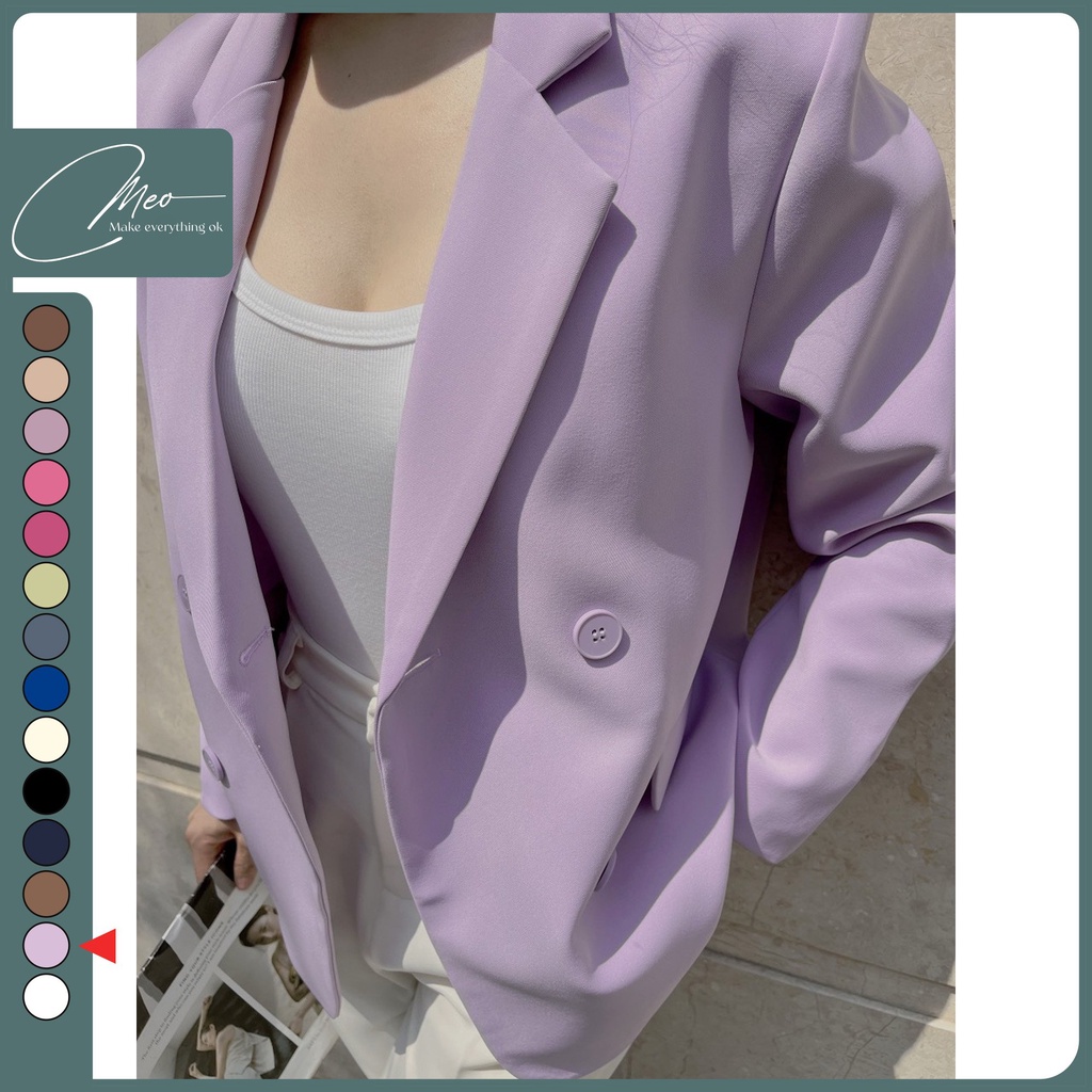 Áo blazer nữ áo vest dài tay màu tím pastel | BigBuy360 - bigbuy360.vn