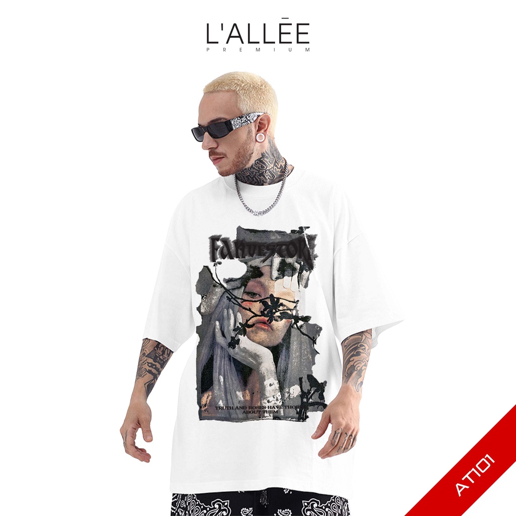 Áo thun Nam unisex LALLEE họa tiết Fanve chất liệu Cotton mềm mại, Áo phông tay lỡ dáng đứng, co giãn, thấm hút  AT101