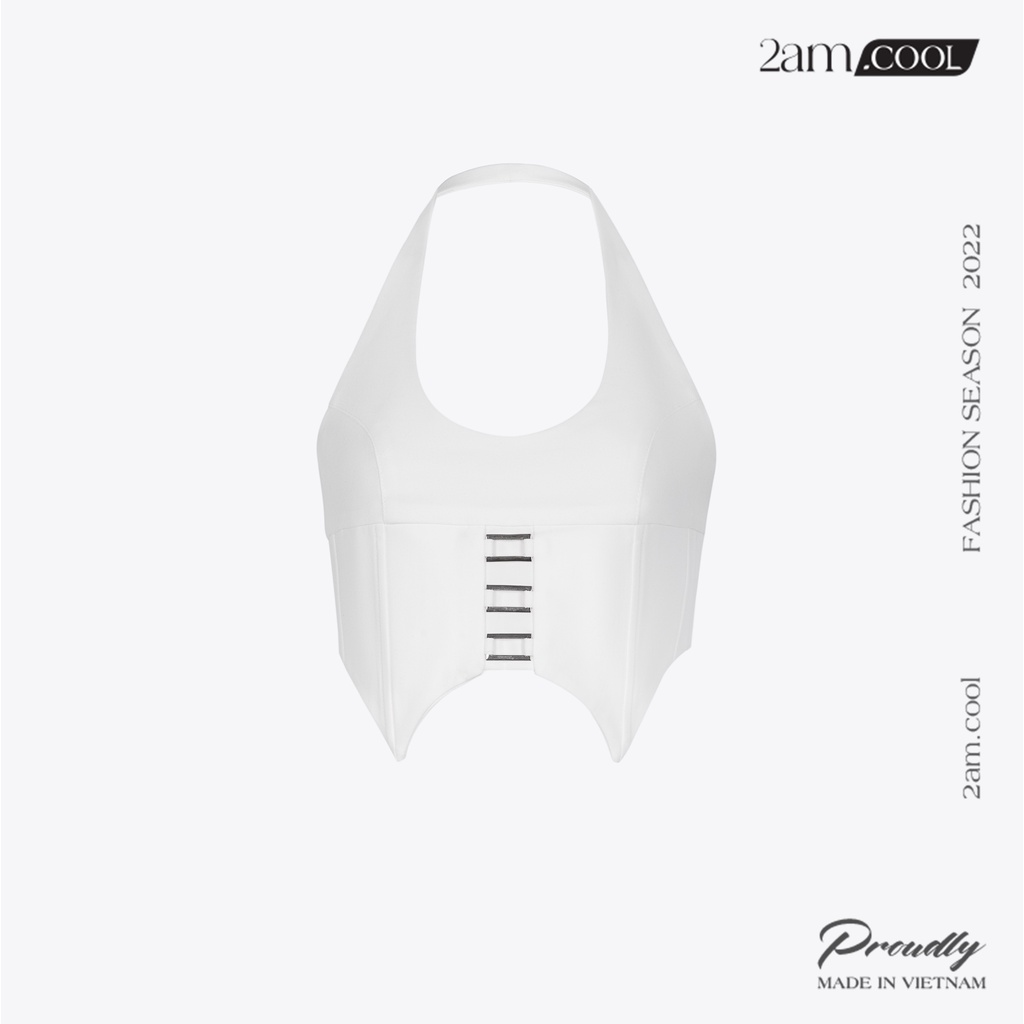Áo Sơ Mi Nữ Croptop Vạt Nhọn Cột Dây Chất Liệu Dày Dặn Giảm Nhăn 2AM