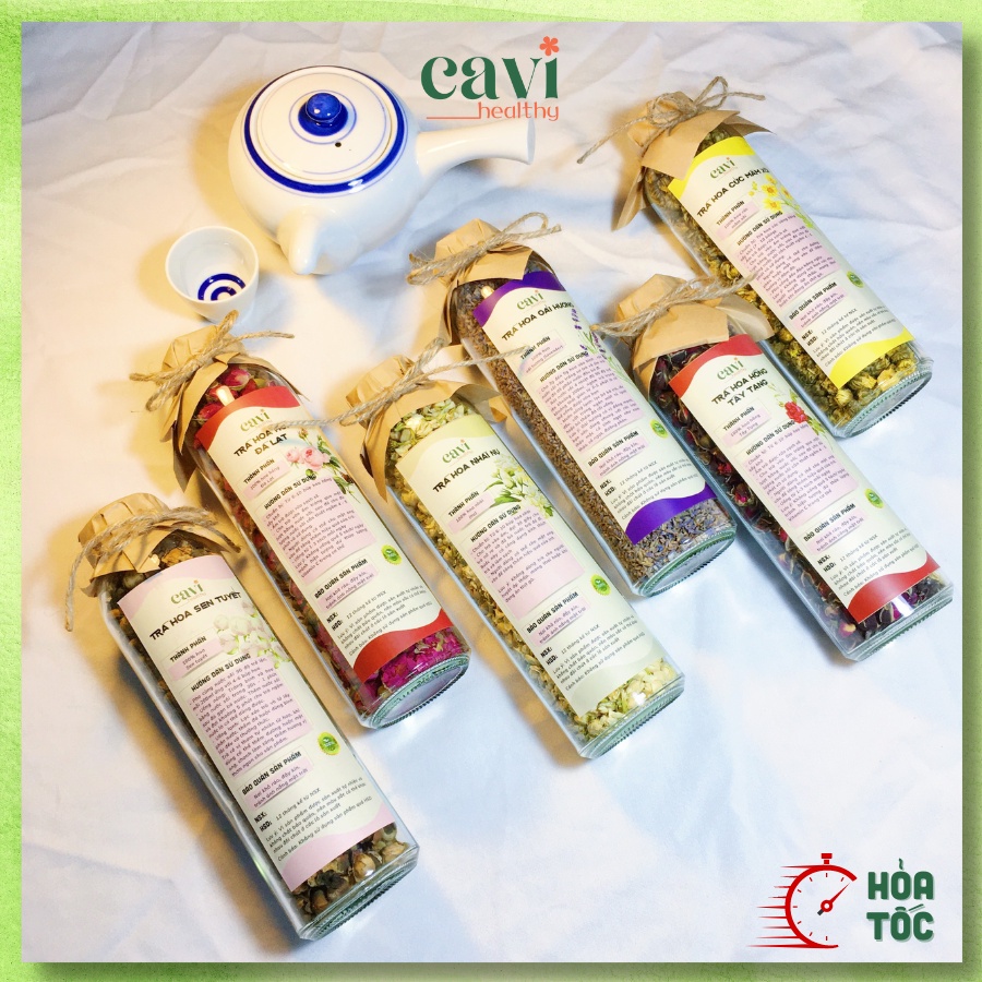 Trà Hoa Sấy lạnh tự chọn - Hoa hồng, hoa cúc, sen tuyết chai thủy tinh 500ml