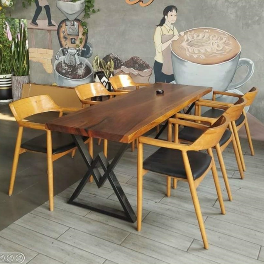 Ghế gỗ cafe Hiroshima lưng cao