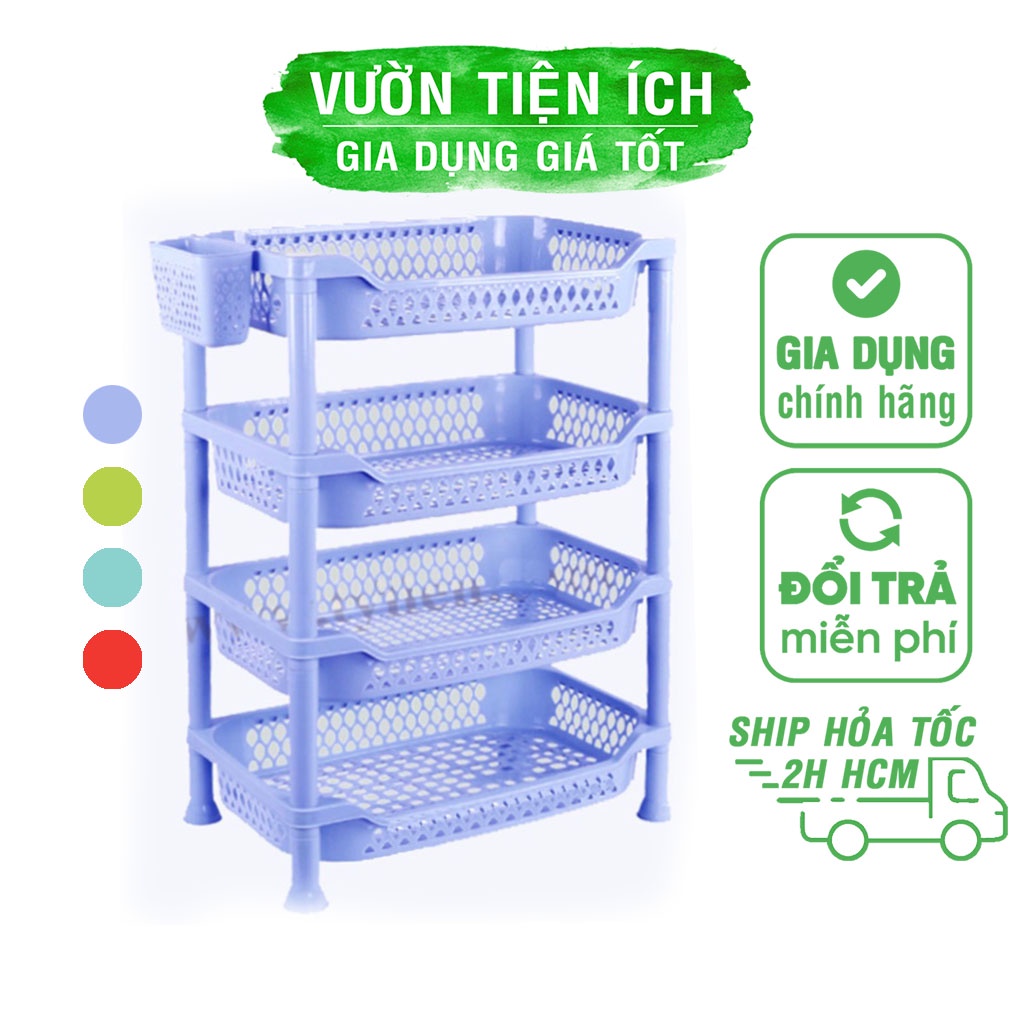 Kệ úp chén ly nhựa 4 tầng kèm ống đựng đũa muỗng nhiều màu và kích thước đa dạng - Vườn tiện ích