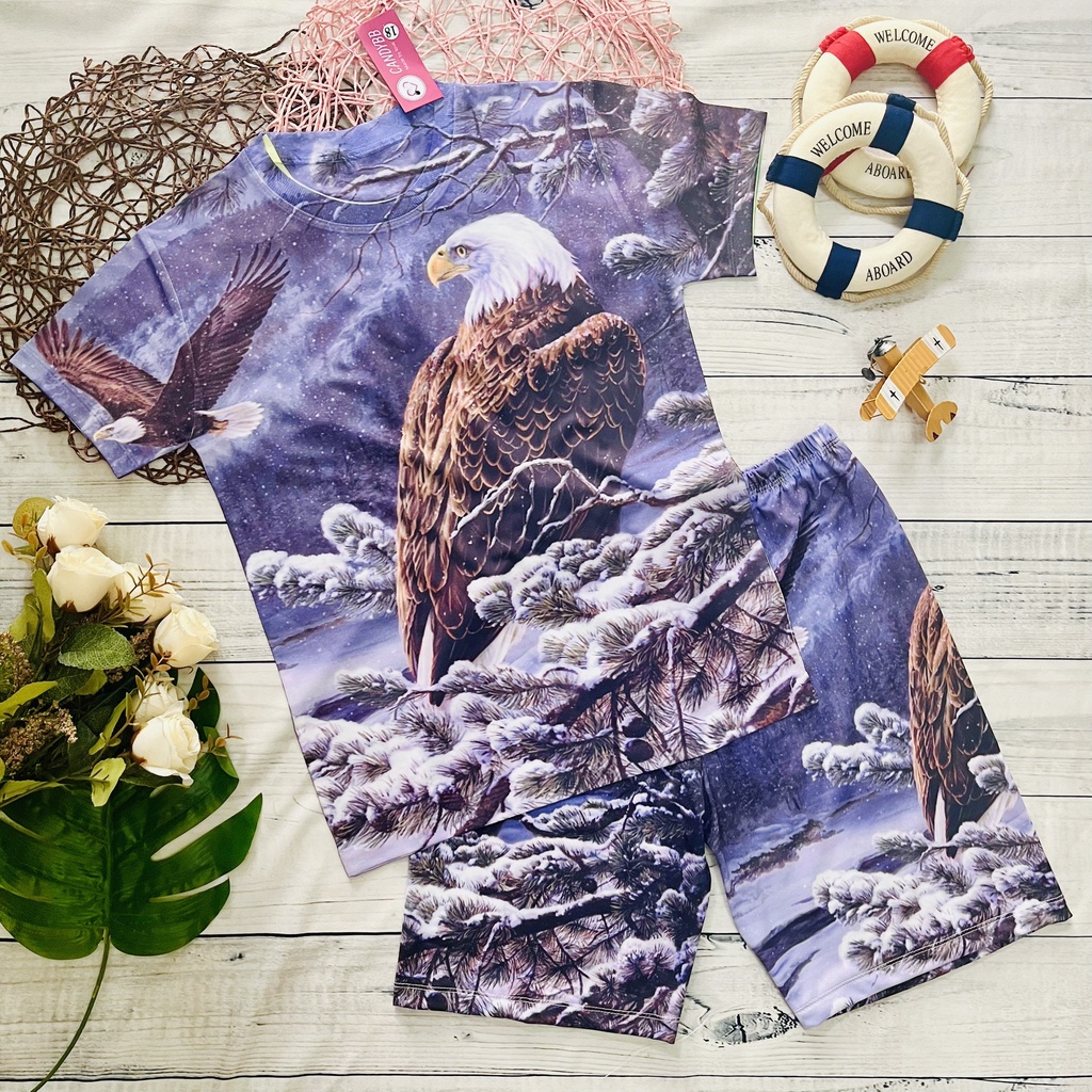 Đồ bộ bé trai, bộ thun lạnh in hình đại bàng và cọp 3D siêu ngầu, nhiều mẫu chất đẹp, thấm hút mồ hôi từ 10kg đến 60kg