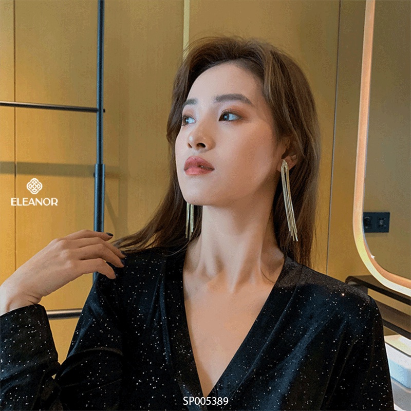 Bông tai nữ chuôi bạc 925 Eleanor Accessories dáng dài sợi tua rua phụ kiện trang sức 5389
