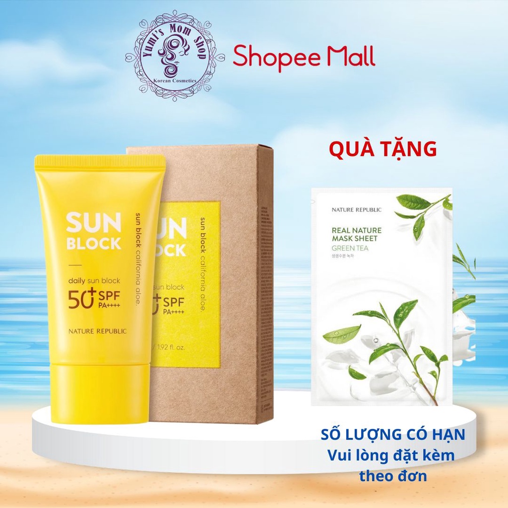 Kem Chống Nắng Nâng Tone Nature Republic California Aloe Daily Sunblock SPF50 57ml