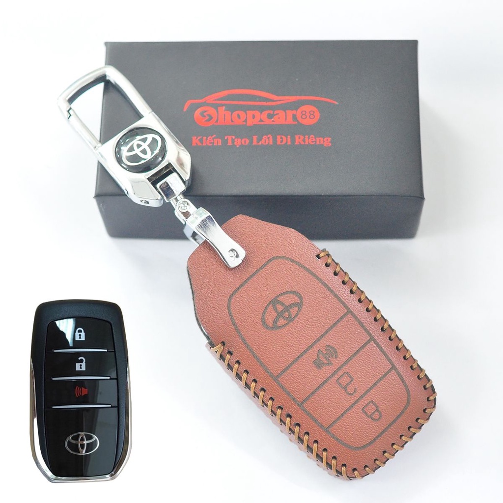 Bao Da chìa khoá xe Toyota Innova, Fortuner, Hilux 2017-2023... chìa 3 nút mẫu chuẩn như hình