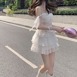 Đầm Trắng Voan Phối Dây Đan