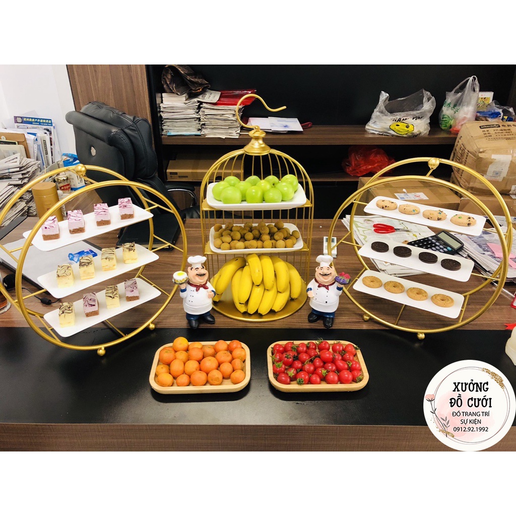🍰 Khay Kệ Lồng Chim Đựng Bánh Kẹo, Hoa Quả Trang Trí Tiệc Sinh Nhật, Teabreak, Buffet, Gia Tiên  🍰
