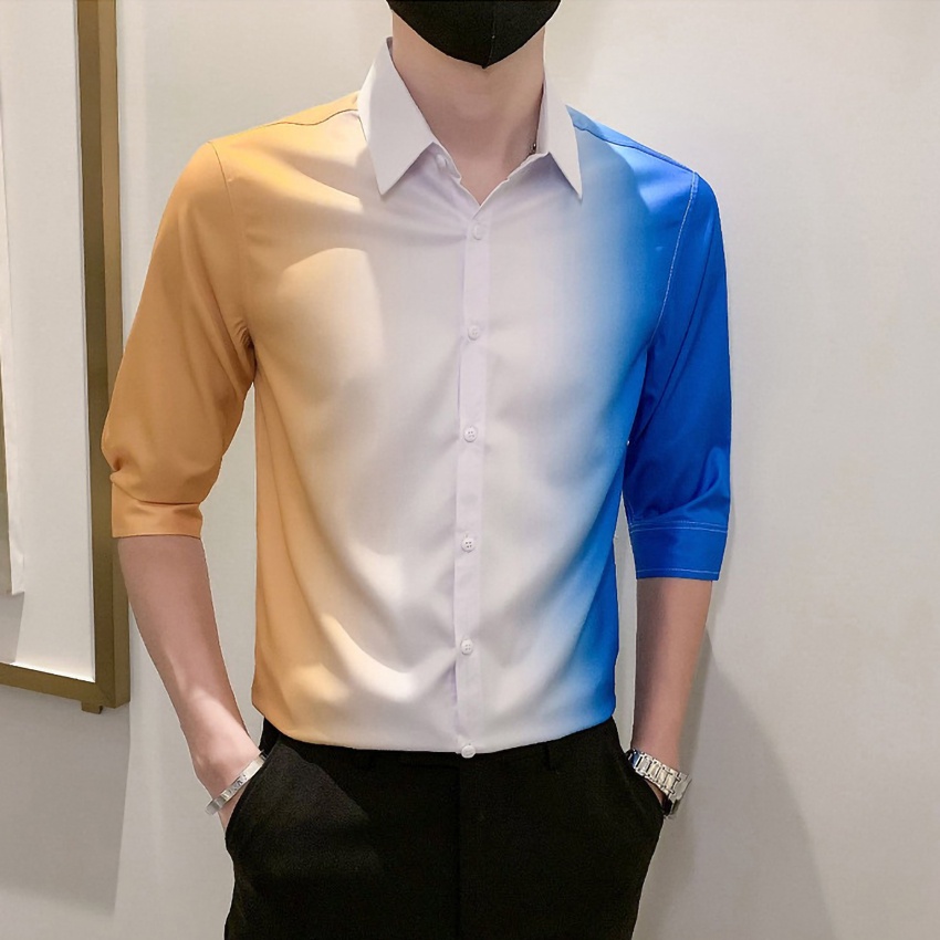 Sơ mi nam Áo sơ mi nam chất liệu cotton siêu mát không nhăn không nhàu Áo in màu săc trẻ trung hài hòa tôn dáng H61