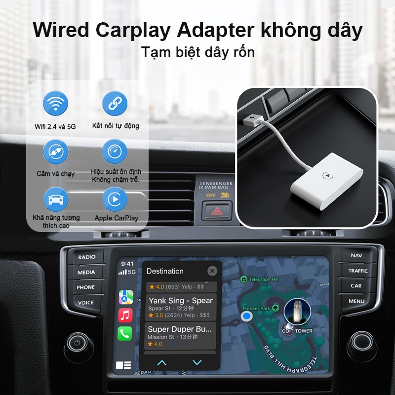 FEINODI Chuyển đổi CarPlay có dây của nhà máy sang CarPlay không dây, Bộ điều hợp CarPlay không dây cho CarPlay Dongle | BigBuy360 - bigbuy360.vn