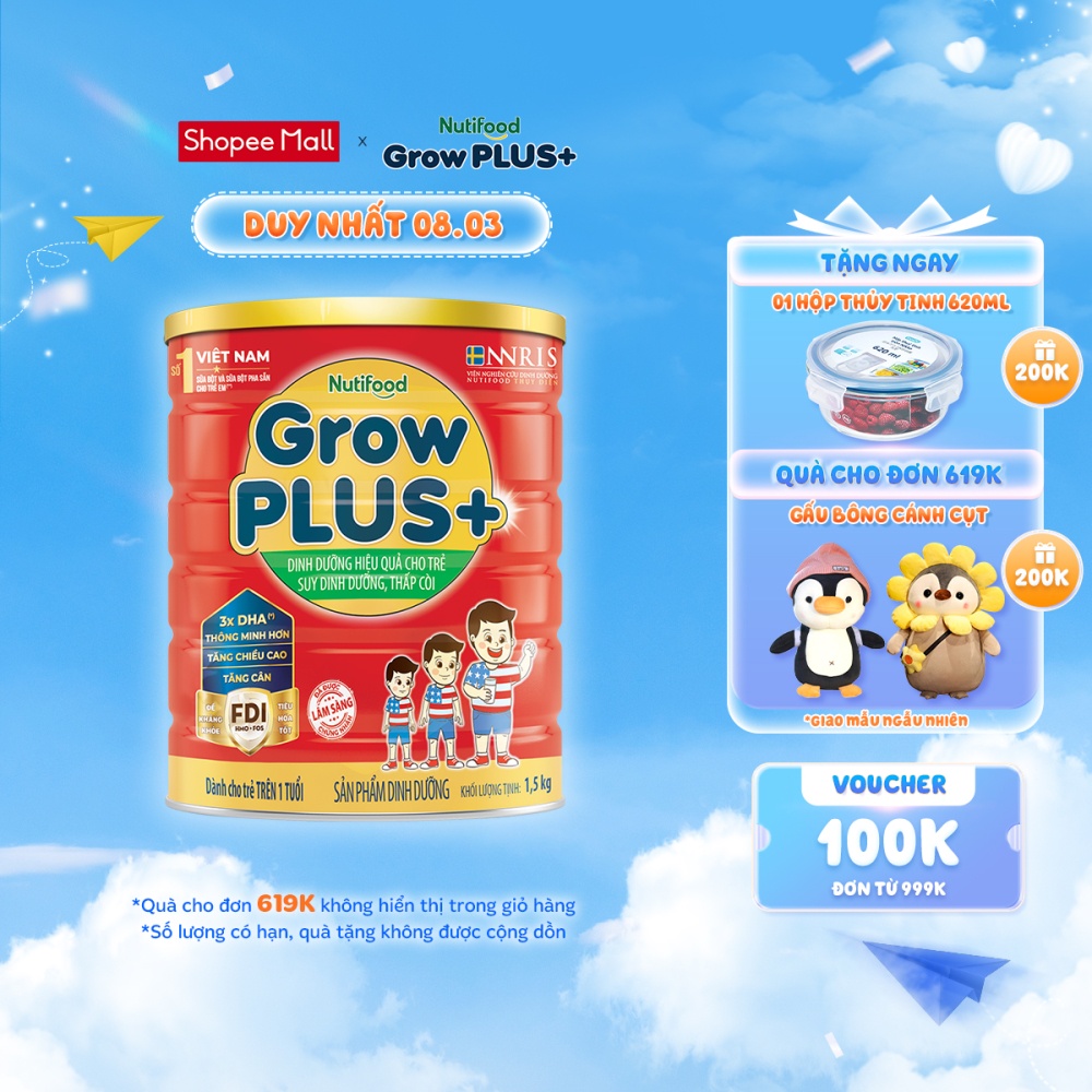 Sữa Bột GrowPLUS+ Suy Dinh Dưỡng 1.5kg