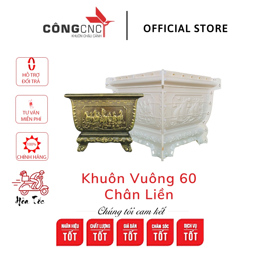 Khuôn Chậu Cảnh Xi Măng Vuông 60 Chân Liền Mã Đáo Thành Công – Thuận Buồm Xuôi Gió