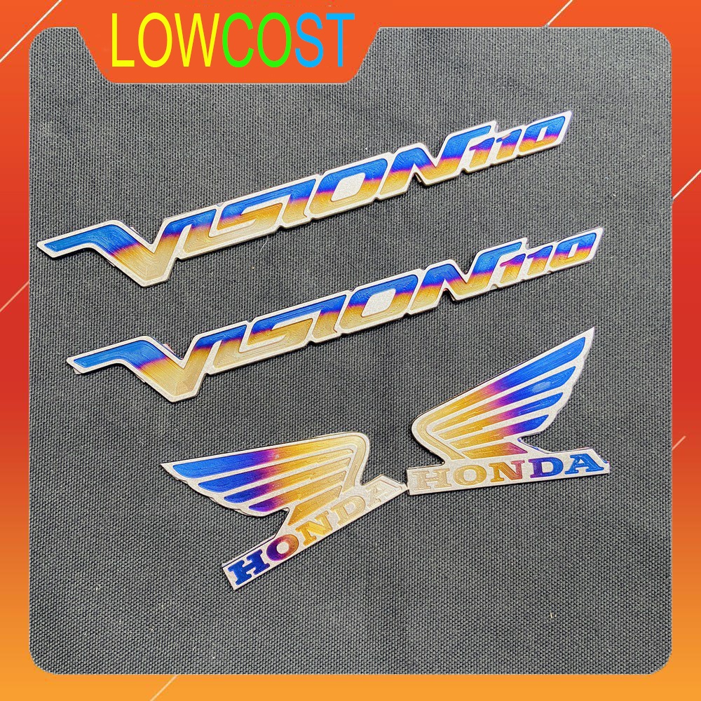 Bộ Tem Titan GR5 Chữ, Cánh Chim Honda Dán Cho Vision