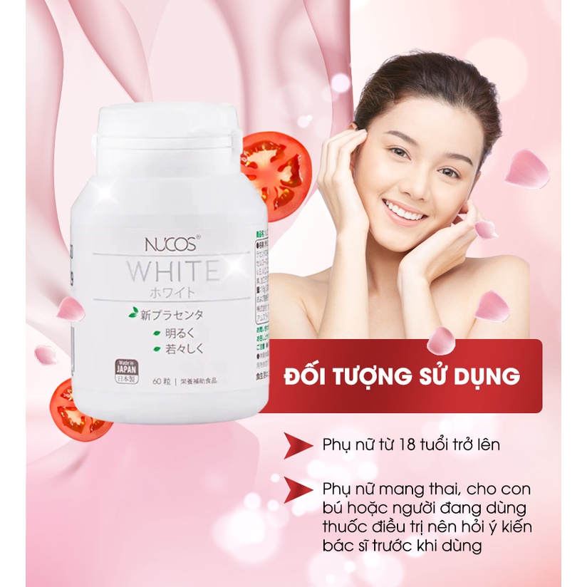 Date mới - Viên uống đẹp da của Nhật Nucos White trắng da, chống nắng, dưỡng da từ sâu bên trong 60 Viên