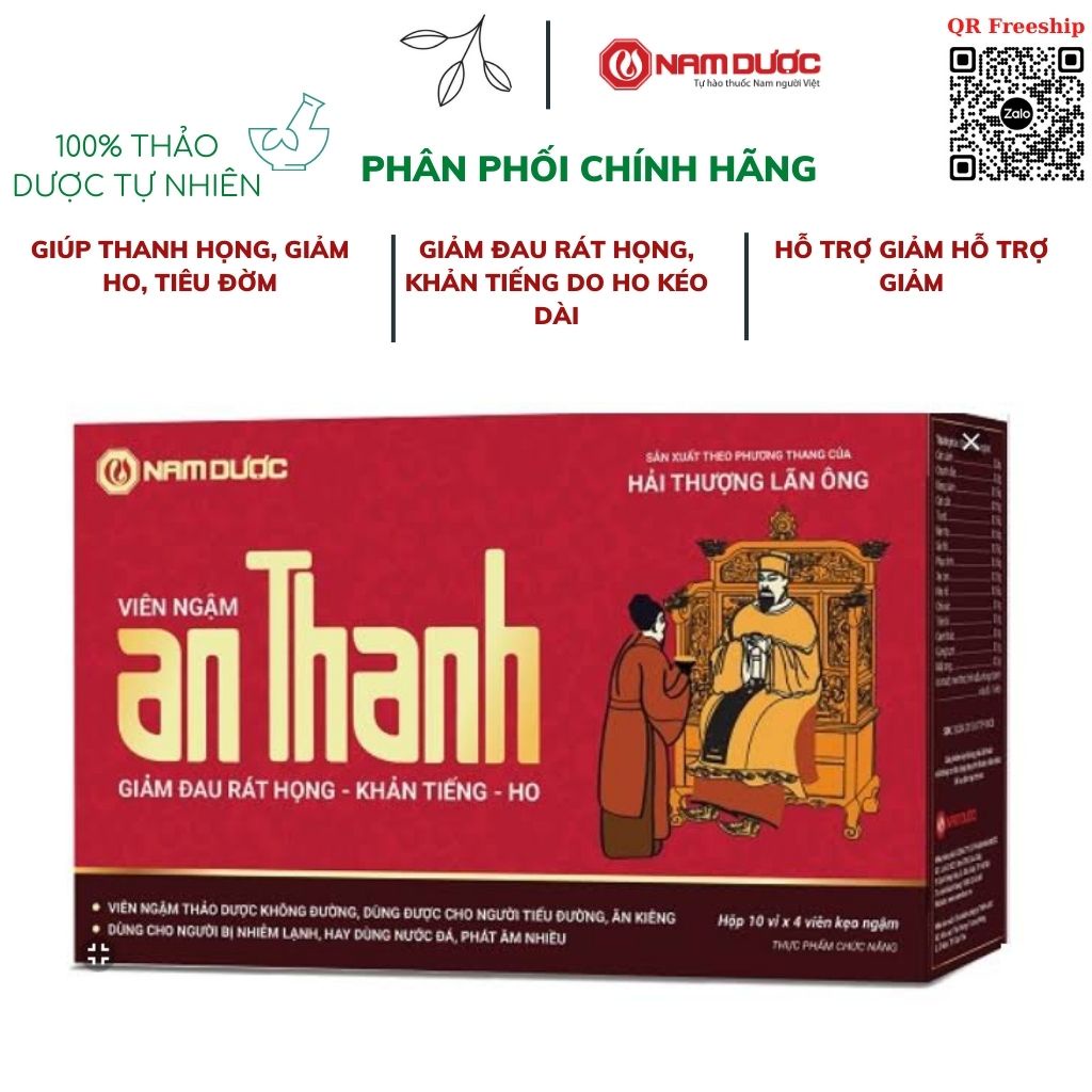 Viên ngậm An Thanh – Thanh họng, giảm ho, tiêu đờm – Hộp 40 Viên