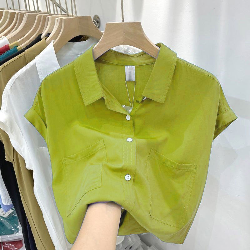 Áo sơ mi nữ kiểu tay ngắn form rộng công sở _ Aó sơ mi phong cách hàn quốc ACD