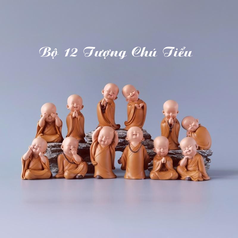 🌺 NEW 🌺 Bộ 12 chú tiểu áo nâu yêu đời trang trí nhà cửa,ôtô