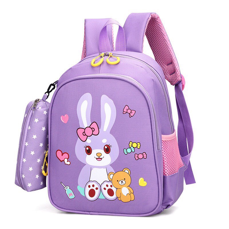 Balo cho bé gái đi học mẫu giáo mầm non chống thấm nước,siêu nhẹ,kích thước 31cm* 10cm* 26cm