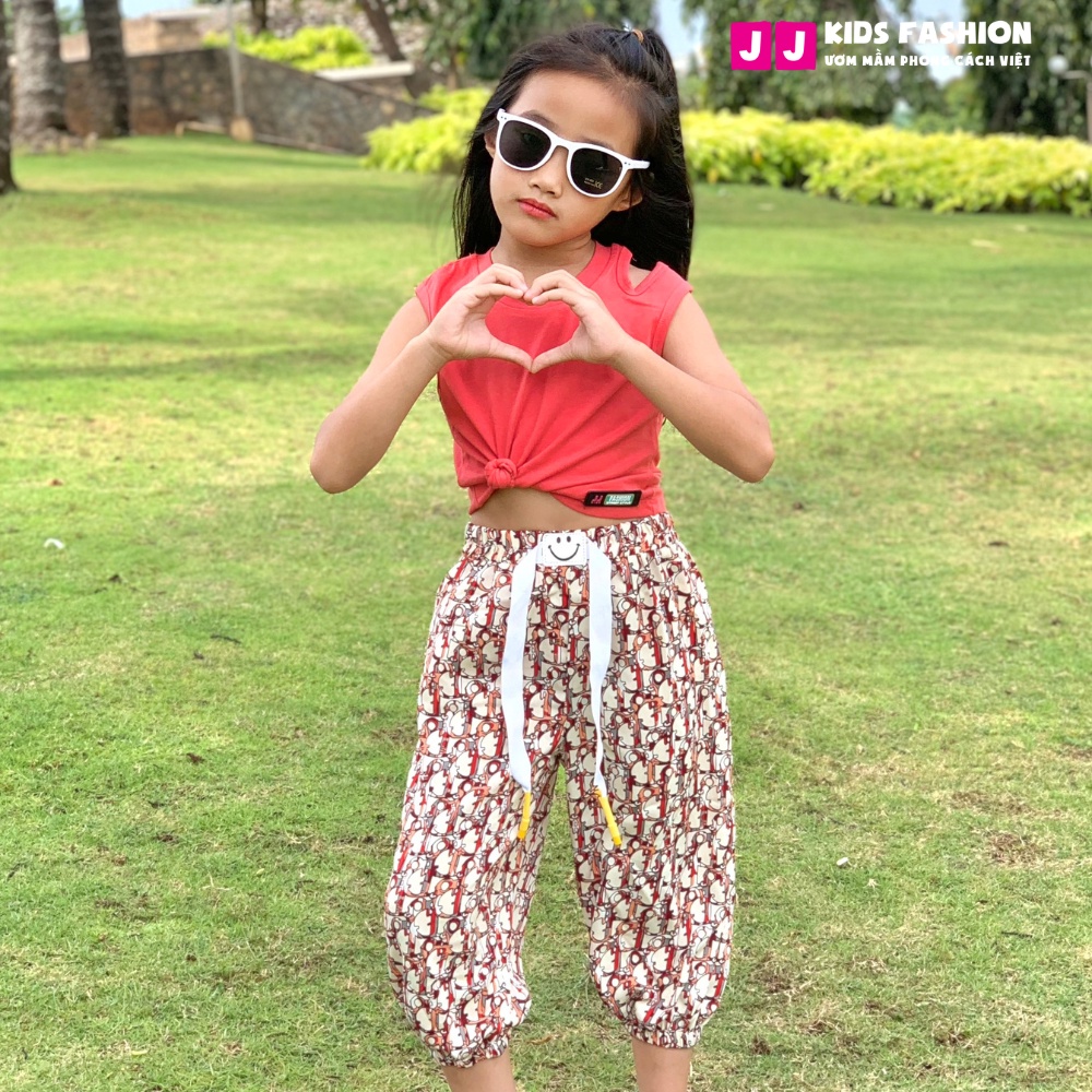 Áo thun croptop cho bé gái xẻ vai thời trang - JJ Kids