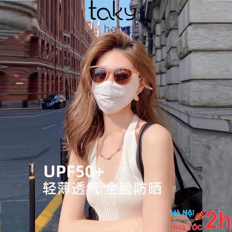 Khẩu Trang Vải Thun Lạnh Che Gò Má, Chống Bụi, Chống Nắng, Chống Tia Cực Tím UV, UPF50+ Có Nút Chỉnh Dây. TakyHome 7788