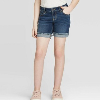 Quần short jean bé gái vải co giãn mềm đẹp hàng XK màu xanh đậm