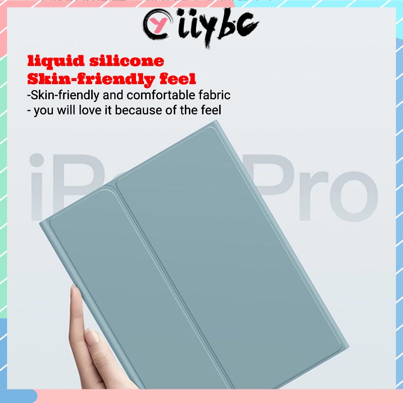 Bao Da Máy Tính Bảng Bằng Silicon Mềm Nam Châm Có Ngăn Đựng Bút Cảm Ứng Cho IPAD Pro 2018 / 2020 / 2021 / 2022