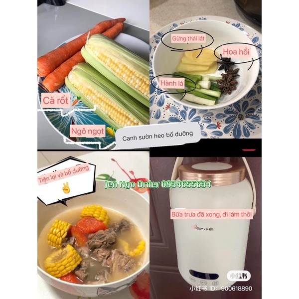 Nồi ủ cháo, hầm canh, chưng yến đa năng Bear 0,8l DRG-P08D1