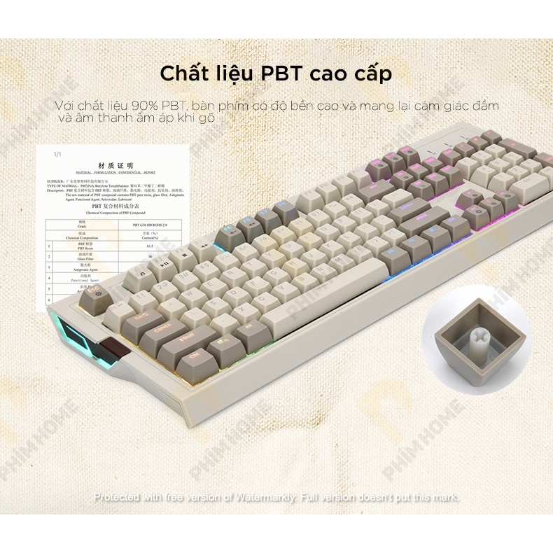 Bàn phím Ajazz AK510 - Bàn Phím Retro - Keycap PBT Doubleshot - LED 16,5 Triệu Màu - 1 ĐỔI 1 TRONG 6 THÁNG