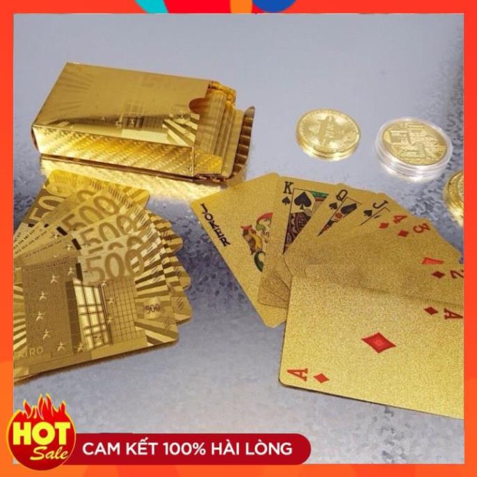 bộ bài Tây mạ vàng cao cấp 24k chống thấm nước. Tú lơ khơ
