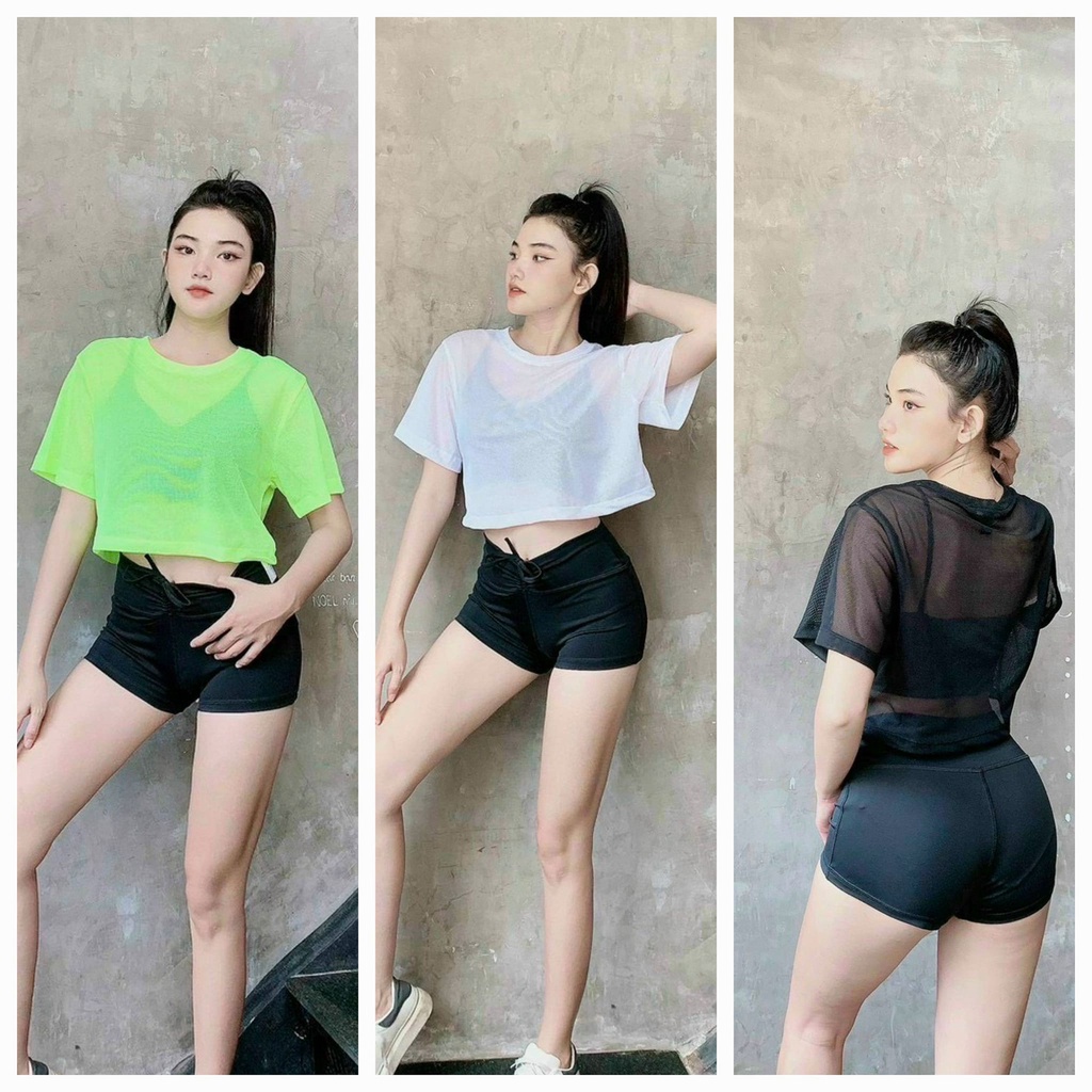 Áo tập croptop lưới mịn sành điệu cho các bạn tập zumba dance, chạy bộ