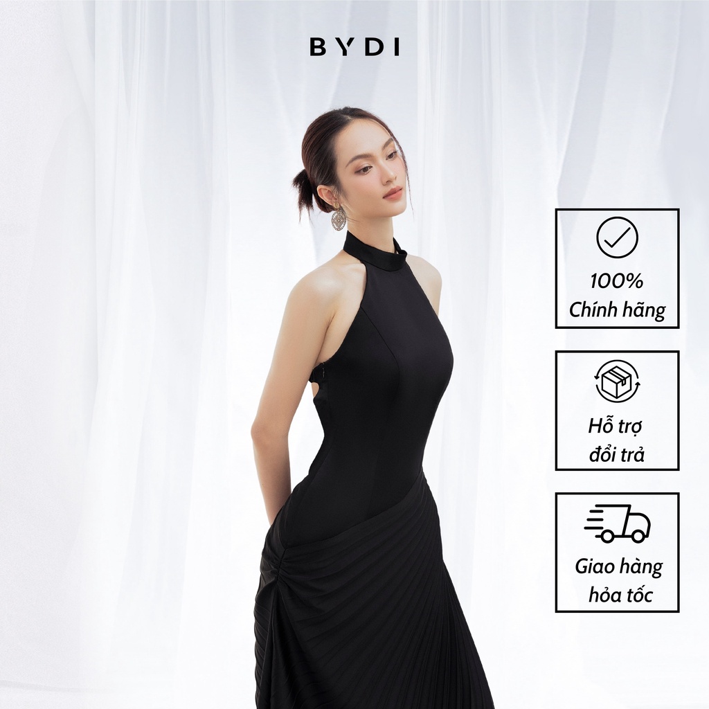 Đầm Nữ Cổ Yếm Đi Tiệc Cách Điệu Dập Ly Tà Cheo BYDI Design, Váy Nữ Dáng dài Khoét Lưng Tôn Dáng | YENA DRESS