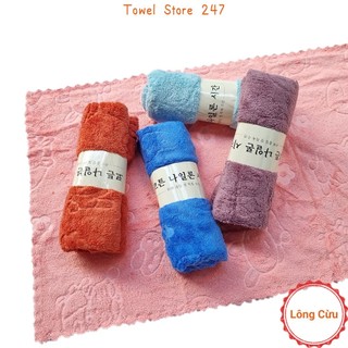 Khăn mặt khăn tắm Lông Cừu Hàn Quốc 30x50cm, 50x100cm thấm nước tốt, siêu mềm mại họa tiết In chìm, khăn cho bé
