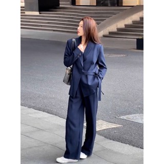 Set áo khoác Blazer vest PLAYHARD dáng rộng oversized có đai kèm quần ống rộng cạp cao