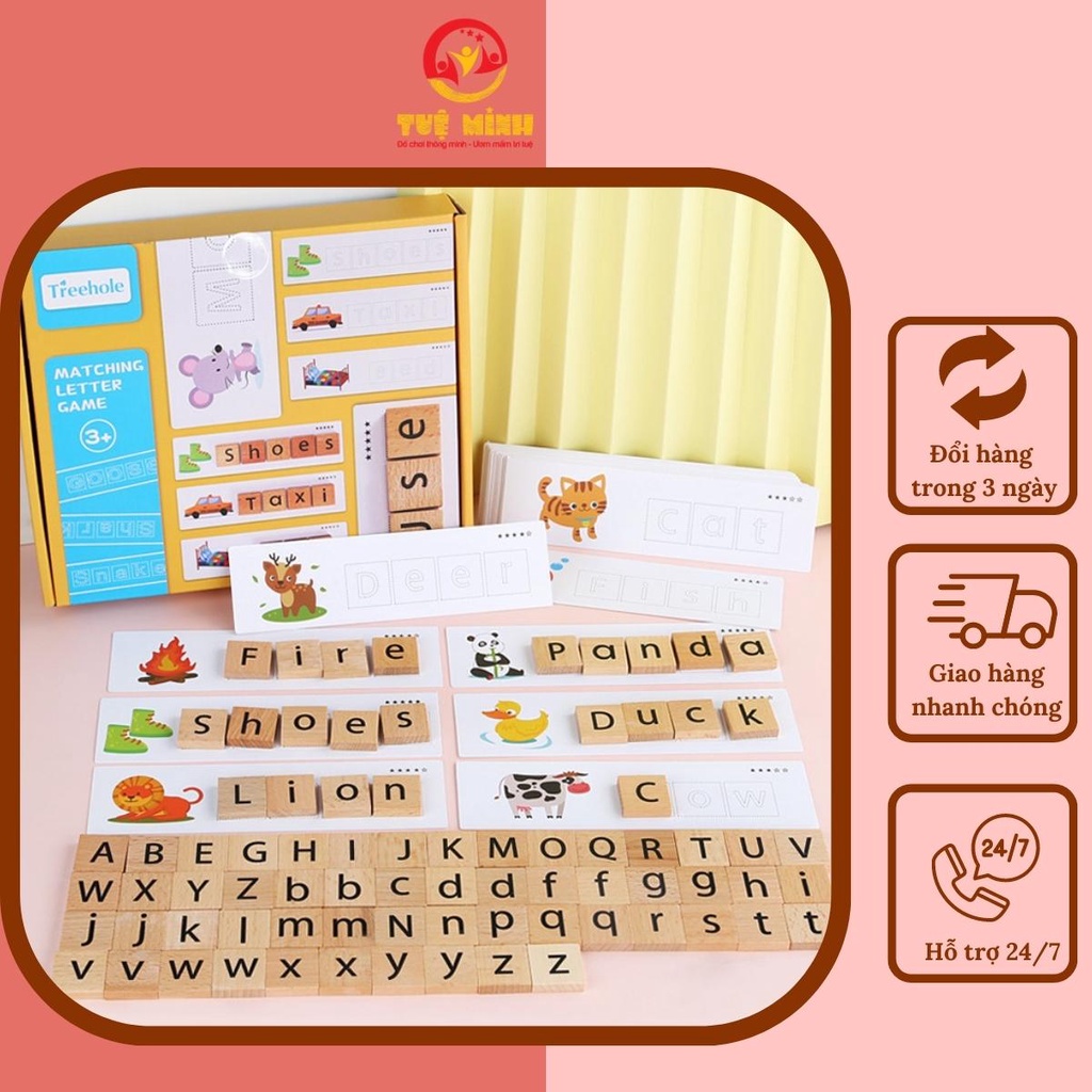 Bộ Ghép Chữ Đồ Chơi Gỗ Giúp Bé Học Vần Tiếng Anh