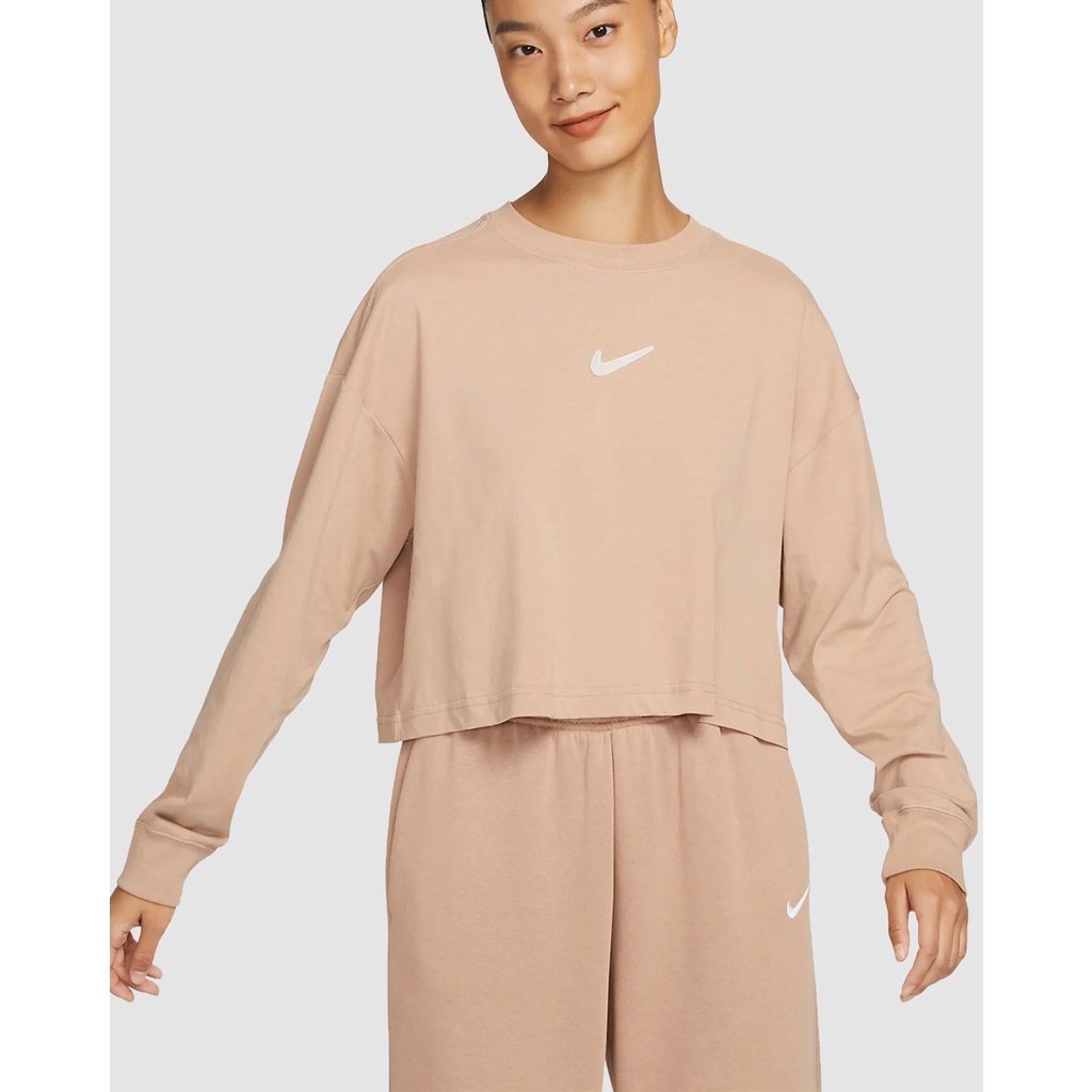 Áo Thun Tay Dài Lifestyle Nữ Nike DR5633-200 Vải cotton co giãn, mềm, thấm hút tốt