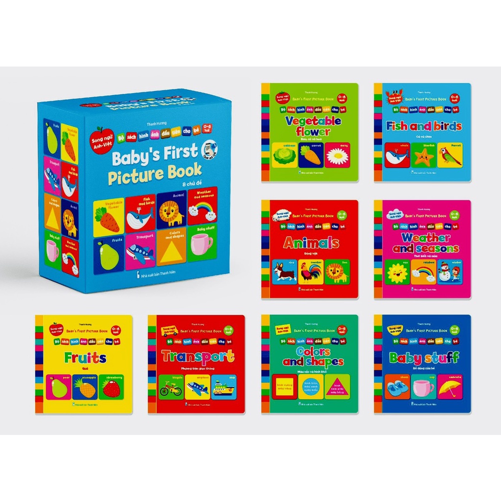 Sách - Bộ Thẻ Học Flash Card Bìa Cứng Thư Viện Hình Ảnh Đầu Tiên Cho Bé Về Thế Giới Baby's First Picture Book (8 Cuốn)